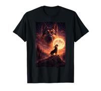 Howling to The Moon Vintage Mystical German Shepherd Dog T-Shirt