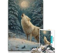 Howling White Wolf 1000 Pieces Jigsaw Puzzles For Teens And Adults,Toys Educational Games Stress Relieving Great Gifts And Toys 50x75cm