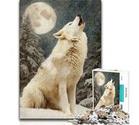 Howling White Wolf JigsawPuzzle 1000 Pieces for Teenagers,Brain Teaser Game Wall Decoration Unique Birthday And Xmas Gifts 38x26cm
