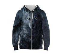 Howling Wolf 3D Print Men's Women's Zip Up Hoodie Novelty Jacket Tops Fall Winter Fashion Hooded Sweatshirt