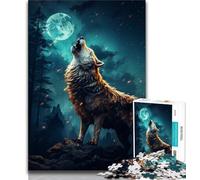 Howling Wolf Adult Jigsaw Puzzles 1000,Learning Educational Toys Family Games with Matching Poster And Trivia Sheet (38x26cm)