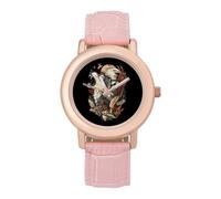 Howling Wolf and Eagles Women's Wrist Watch Fashion Wristwatches with Pink Strap Gifts for Women Mother Wife Birthday