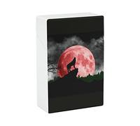Howling Wolf at The Red Moon Cute Cigarette Case Smoking Box Pocket Holder Gift for Smoker Men Women