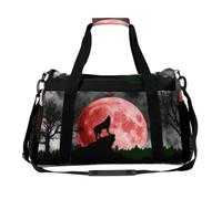 Howling Wolf at The Red Moon Travel Duffel Bags Tote Gym Crossbody Bag Handbag for Weekend Overnight
