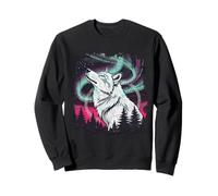 Howling Wolf Aurora 90s Grunge Vintage Aesthetic Men Women Sweatshirt
