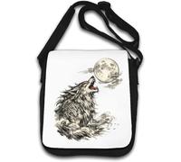 Howling Wolf Beneath The Full Moon Shoulder Bag White