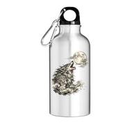 Howling Wolf Beneath The Full Moon Tourist Water Bottle Silver