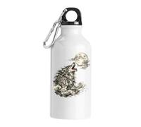 Howling Wolf Beneath The Full Moon Tourist Water Bottle White