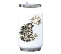 Howling Wolf Beneath The Full Moon Vacuum Insulated Thermal Beverage Can Bottle White