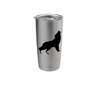 Howling Wolf, Blackout Minimalist Design Silhouette Stainless Steel Insulated Tumbler