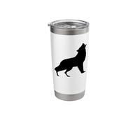 Howling Wolf, Blackout Minimalist Design Silhouette Stainless Steel Insulated Tumbler
