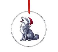 Howling Wolf Christmas Christmas Crystal Decoration Hanging Ornament Round Pendants for Xmas Tree Party Gifts