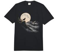 Howling Wolf Full Moon Forest Mountain Wildlife Nature Art Comfort Colors Adult Heavyweight T-Shirt