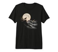 Howling Wolf Full Moon Forest Mountain Wildlife Nature Art Premium T-Shirt