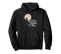 Howling Wolf Full Moon Forest Mountain Wildlife Nature Art Pullover Hoodie
