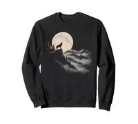 Howling Wolf Full Moon Forest Mountain Wildlife Nature Art Sweatshirt