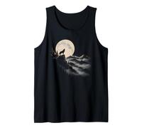 Howling Wolf Full Moon Forest Mountain Wildlife Nature Art Tank Top