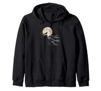 Howling Wolf Full Moon Forest Mountain Wildlife Nature Art Zip Hoodie