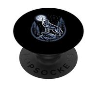 Howling Wolf Full Moon Forest Stars Night Sky PopSockets Adhesive PopGrip