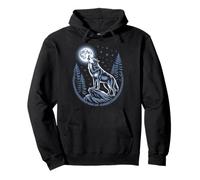 Howling Wolf Full Moon Forest Stars Night Sky Pullover Hoodie