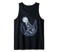 Howling Wolf Full Moon Forest Stars Night Sky Tank Top