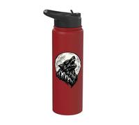 Howling Wolf Full Moon Pine Forest Wilderness Free Spirit Stainless Steel Insulated Water Bottle