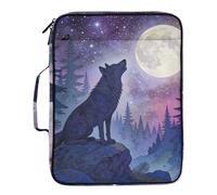 Howling Wolf Full Moon Purple Galaxy Organizer with Pockets 7 Pockets A4 Letter Size with Zipper Closure for Home Office Travel File Holder carpeta de
