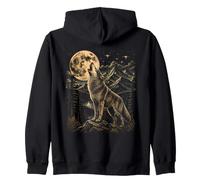 Howling Wolf Full Moon Wilderness Wildlife Mountain Art Zip Hoodie