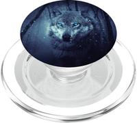 Howling wolf full moon wulf wolg wild animal blue eyes wolf PopSockets PopGrip for MagSafe