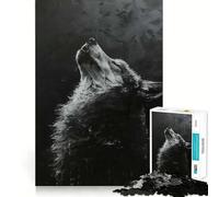 Howling Wolf in Darkness Jigsaw Puzzles for Teenagers 1000 Pieces Recall Boost Sharp Cut Real Challenge Wall Art (38x26cm)