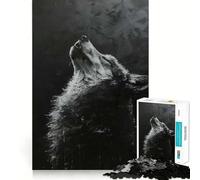 Howling Wolf in Darkness Teenagers Puzzles 1000 Piece Jigsaws Memory Fit Vivid Print Home Game Santa Surprise (38x52cm)