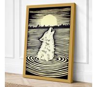 Howling Wolf in Moonlight Canvas Wall Art Print 18x12 Inch