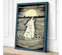 Howling Wolf in Moonlight Canvas Wall Art Print 24x16 Inch