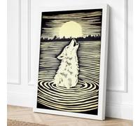 Howling Wolf in Moonlight Canvas Wall Art Print 30x20 Inch