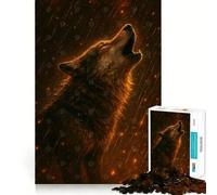 Howling Wolf in The Rain 1000 Pieces Jigsaws Adults Puzzles Gifts DIY Play Rich Detail Hard Challenge Xmas Fun Gift (38x52cm)