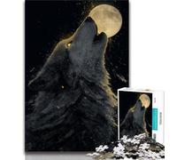 Howling Wolf Jigsaw Puzzles for Adults 1000 Piece Puzzle,Help The Brain Exercise Addictive Toys to Cultivate Patience A Work of Art 38x52cm