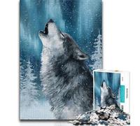 Howling Wolf Jigsaws Puzzles 1000 Pieces for Adults Gifts,Challenging Game And Family Play Wall Decoration Unique Birthday And Xmas Gifts (38x26cm)