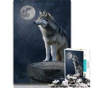 Howling Wolf Jigsaws Puzzles 1000 Pieces for Adults Gifts,Stress Reliever Staycation Kill Time with Matching Poster And Trivia Sheet (50x75cm)