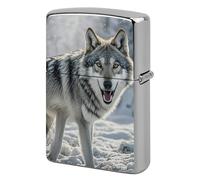 Howling Wolf Lighter Case Double-Sided Graffiti Lighter Holder - Metal Lighters Protective Cover, Universal Fit for Standard Lighters, Stylish Gift for Men & Women