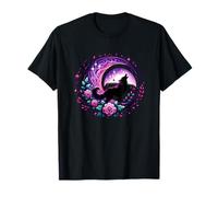 Howling Wolf Moon Celestial Floral Enchantment T-Shirt