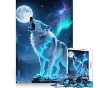 Howling Wolf Moonlight Puzzle for Teenagers 1000 Pieces Creative Play Stress Less Fun Challenge Art Decor (38x52cm)