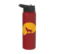 Howling Wolf Novelty Wolf Howling at the Moon Stainless Steel Insulated Water Bottle