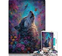 Howling Wolf Oil Painting 1000 Piece Jigsaw Puzzles for Teenagers Gifts,for Educational Game Challenge Toy Unique Home Decor And Gifts (50x75cm)