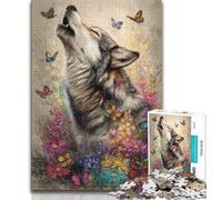 Howling Wolf Oil Painting JigsawPuzzle 1000 Pieces for Adults,Challenging Game And Family Play for Is Ideal As A Gift for The Whole Family (38x26cm)