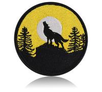 Howling Wolf Patch, Moonlight Forest Silhouette Embroidered Hook and Loop Morale Patch for Backpack Hoodie Hat Vest or Jacket, Nature Totem Gift for Nature Lovers Outdoor Enthusiasts Hikers Campers