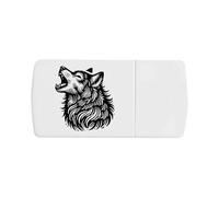 'Howling Wolf' Pill Box with Tablet Splitter (PI00033768)