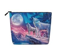 Howling Wolf Printed Make up Bag for Women Makeup Bags Zipper Travel Cosmetic Bags Pouch Organizer