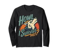 Howling Wolf Questioning Endurance Retro Art Long Sleeve T-Shirt