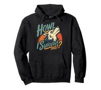 Howling Wolf Questioning Endurance Retro Art Pullover Hoodie
