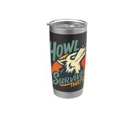 Howling Wolf Questioning Endurance Retro Art Stainless Steel Insulated Tumbler